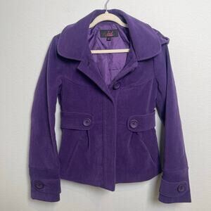 Jack BB Dakota Purple Hooded Peacoat Jacket Women’s Medium Style NRJB32178
